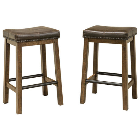 Intercon Furniture Taos 24" Backless Barstools, Set of 2, Canyon Brown