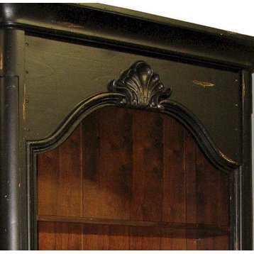 Bookcase French Provincial Blackwash Old World Exposed Pegs