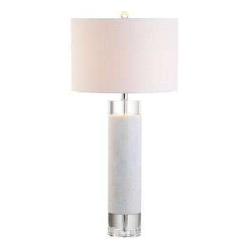Hunter 32" Marble and Crystal Table Lamp, White