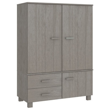 vidaXL Wardrobe Armoire Closet with Shelves HAMAR Light Gray Solid Wood Pine