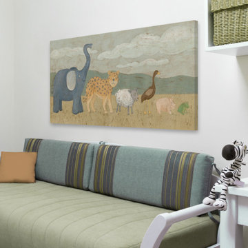 "Animals All in a Row I" Painting Print on Wrapped Canvas