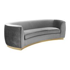 Curved Back Sofas Houzz Julian Velvet Sofa Gray Gold Base
