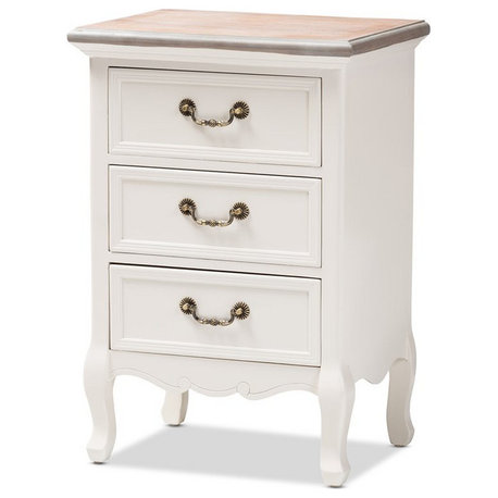 Baxton Studio Capucine Two Tone Oak and White Wood 3-Drawer End Table