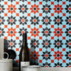 8"x8" Ahfir Handmade Cement Tile, Red/Bleu/Black, Set of 12