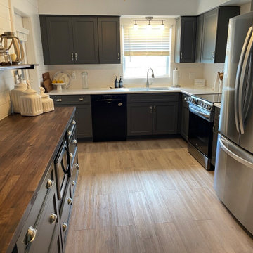 Kitchen Remodel With New Cabinets and Butcher Block Countertop