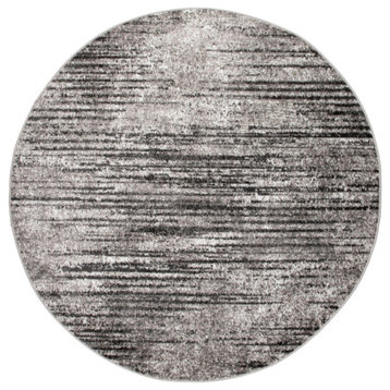 nuLOOM Contemporary Faded Elsa Striped Vintage Area Rug, Gray, 5' Round