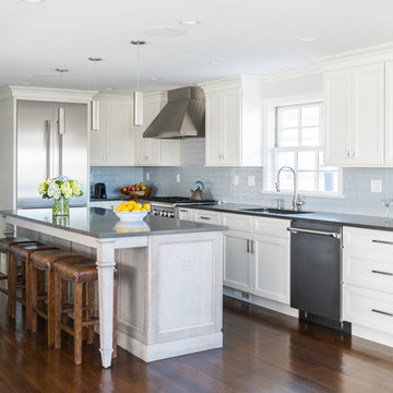 Stained Cherry Beach Kitchen in East Norwalk