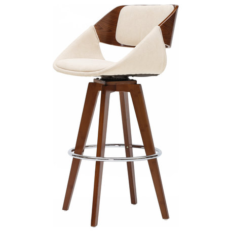 Cyprus Fabric Bamboo Bar/ Counter Stool, Santorini Sand/Walnut, Bar Stool