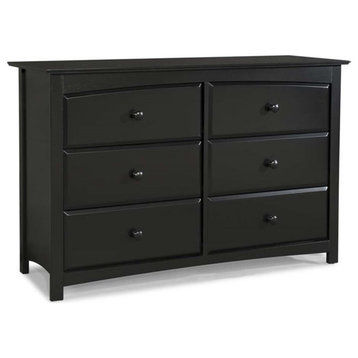 Stork Craft Kenton 6 Drawer Universal Double Dresser in Black