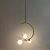 MIRODEMI® Sauze | Art Iron Chandelier with Ball-Shaped Ceiling Lights, Gold, 1 Head - Single, Amber Glass, Warm Light
