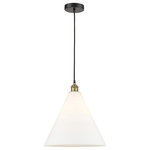 Innovations Lighting - Edison Cone 1-Light 16" Cord Hung Pendant, Black Antique Brass, Matte White - Innovation at its finest and a true game changer. Edison marries the best of our Franklin and Ballston collections to give you versatility of design and uncompromising construction. Edison fixtures are industrial-inspired that can be customized with glass or metal shades from both the Franklin and Ballston collections.