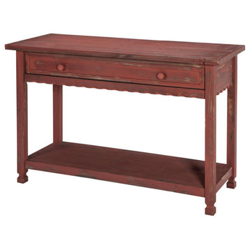 Country Cottage Media/Console Table, Red Antique Finish