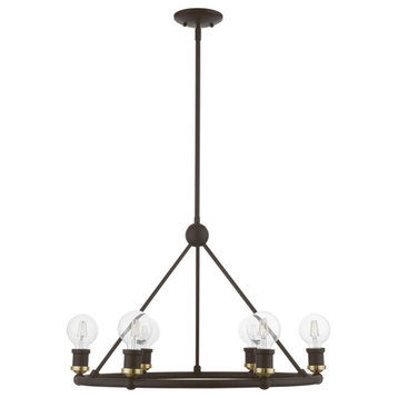 Lansdale 6 Light Bronze With Antique Brass Accents Chandelier