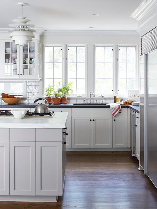 Farmhouse L-Shaped Kitchen Design Ideas & Remodel Pictures | Houzz