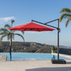 Modular 10ft Sunbrella Outdoor Round Patio Umbrella, Sunset Red