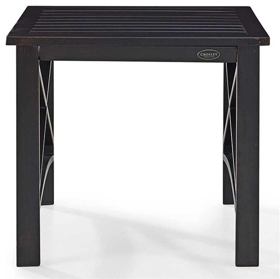 Crosley Furniture Kaplan Metal Patio End Table in Oil Rubbed Bronze ...