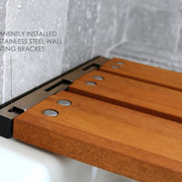 29" x 15" Removable Tri-Fold Tub Seat, White Molded 4" Slats, Teak Wood