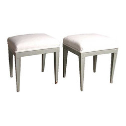 Pair of Scandinavian Gustavian Style Painted Stools - Folding Chairs And Stools