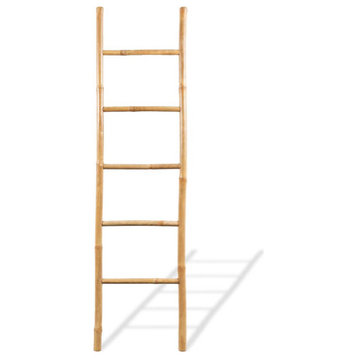 vidaXL Towel Ladder with 5 Rungs Bamboo 59" Towel Rack Organizer Rail Hanger