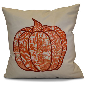 Pumpkin Patch Geometric Print Pillow, Orange, 18"x18"