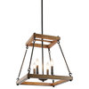 LNC 4-Light Steel Brown Shaded Cage Chandelier For Kitchen Isaland