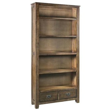 Mission Quarter Sawn Oak Bookcase With 2-Drawers & Open Shelves