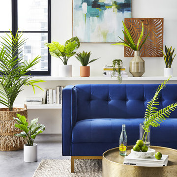 Modern Living Room with Faux Greenery Décor Ideas