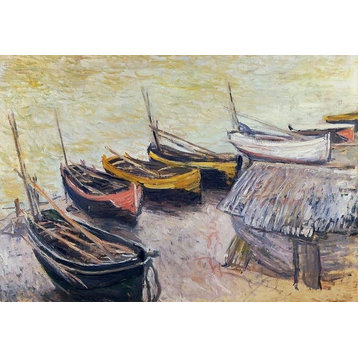 Claude Oscar Monet Boats on the Beach 18" x 27" Premium Canvas Print
