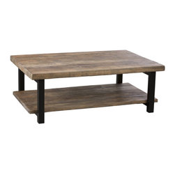 Alaterre Furniture - Alaterre Furniture Pomona 48" Metal and Brown Wood Coffee Table - Coffee Tables