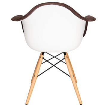 LeisureMod Willow Velvet Eiffel Wooden Base Accent Chair Set of 2 Coffee Brown