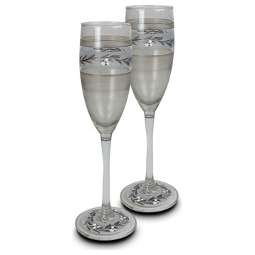 Pewter Vine Champagne Glasses, Set of 2