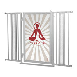 Fusion Gates - Fusion Gate with Dog Is My Zen Design, Satin Nickel, 36"-52" - Dog Gates