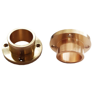Brass Heavy Duty Closed End Flange - 2 Flanges, Polished Brass Lacquered