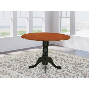 Dublin Round Table With 2 9" Drop Leaves, Black and Cherry Finish