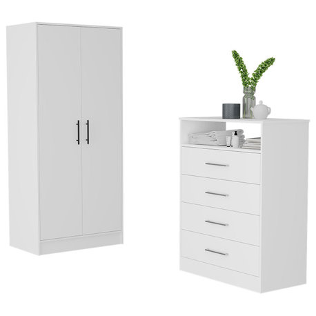 FM Furniture Midval 2-Piece Bedroom Set With Armoire and 4-Drawer Dresser