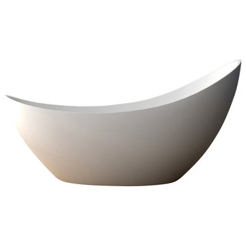 ADM Curved Freestanding Bathtub, Matte White, 73.6"