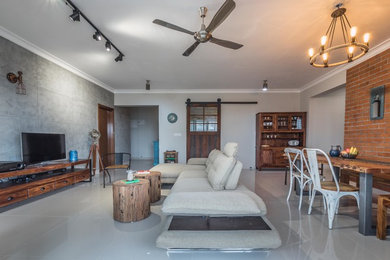 Trendy living room photo in Bengaluru