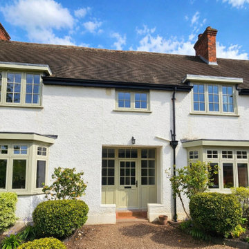 Flush Sash Windows with Astragal Bars & Heritage Front Door in Pebble Grey