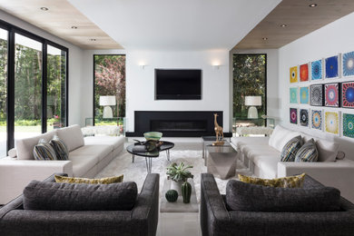 Trendy living room photo in Orlando