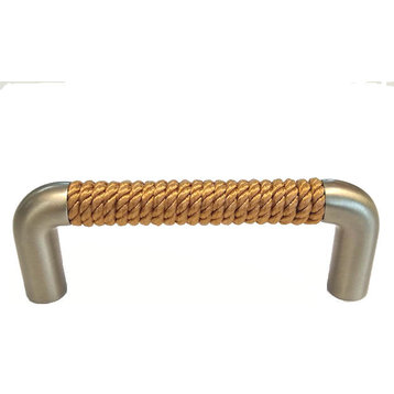 Nautiluxe Nautical Rope Drawer Pull, Natural/Satin Nickel
