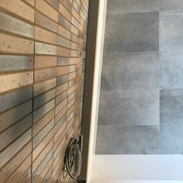 Master Bath in modern seamless corian solid surface