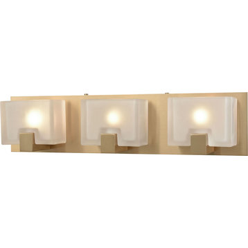 Ridgecrest 3-Light Vanity, Satin Brass With Frosted Cast Glass