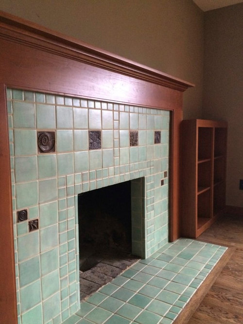 Fireplace face lift before and after 1942 Craftsman