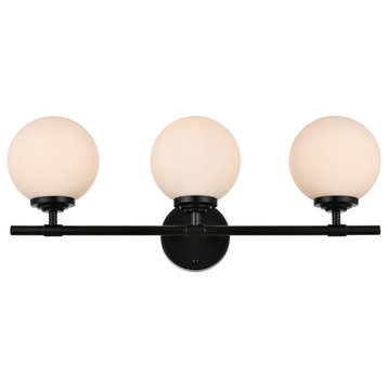 Living District Ansley 3-Light Black & Frosted White Bath Sconce