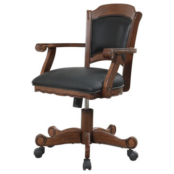 Black Leatherette Arm Chair, Tobacco