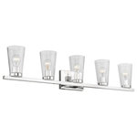 Livex Lighting - Cityview 5 Light Polished Chrome Extra Large Vanity Sconce With Clear Glass - Brighten up your bathroom vanity with the sleek look of the Cityview five light vanity sconce. The tapered clear glass shades and the polished chrome finish make a perfect match.