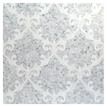 July Waterjet Marble Tile, White Carrara and White Thassos