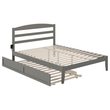 Warren Queen Bed With Twin Extra Long Trundle, Gray