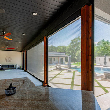 Exterior Motorized Screens for Transitional Home