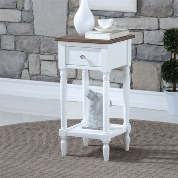 French Country Khloe One-Drawer Accent End Table in White Wood Finish